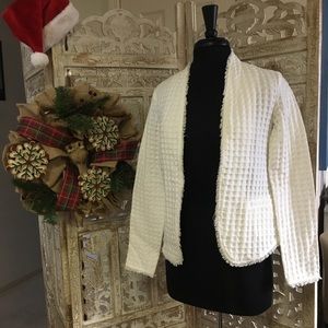 JustFab cream colored waffle weave cotton jacket